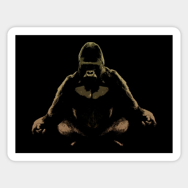 Ape Meditating Sticker by bronzarino